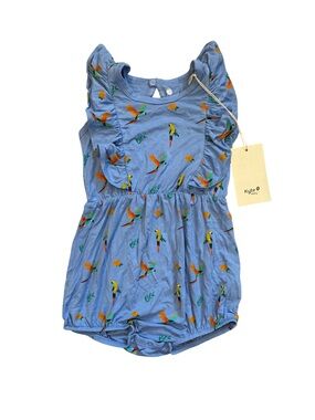 Kyte BABY Light Blue Parrot Ruffle Romper
